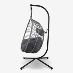 Silla Colgante Ovalada Para Jardín Mecedora En Ratán Con Cojines Lindud Mood -Mano Mano Ventas 53669777 4