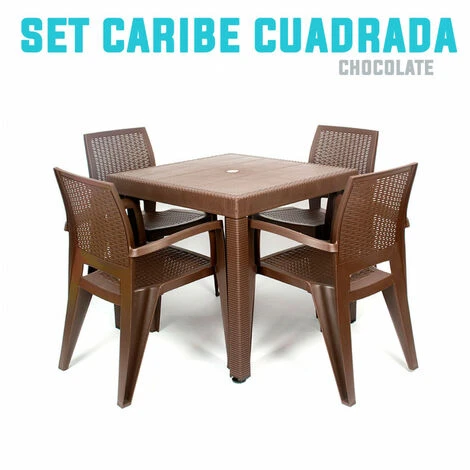 Conjunto 1 Mesa Caribe Cuadrada, 4 Sillas Caribe Chocolate 1 Conjunto 1 Mesa Caribe Cuadrada, 4 Sillas Caribe Chocolate