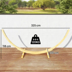 OUTSUNNY Soporte Para Hamaca De Madera 325x120x118 Cm Estructura Para Hamaca Carga Máx. 120 Kg Para Jardín Terraza Interiores Y Exteriores -Mano Mano Ventas 53923254 2