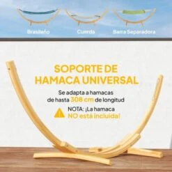 OUTSUNNY Soporte Para Hamaca De Madera 325x120x118 Cm Estructura Para Hamaca Carga Máx. 120 Kg Para Jardín Terraza Interiores Y Exteriores -Mano Mano Ventas 53923254 4
