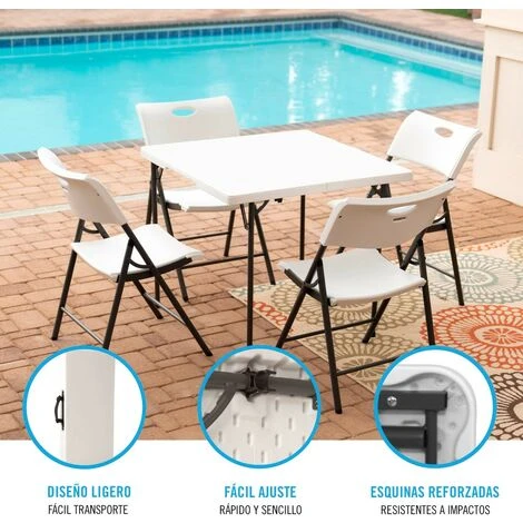 Lifetime Mesa Cuadrada Plegable Blanco 94x94x74 Cm 3 Lifetime Mesa Cuadrada Plegable Blanco 94x94x74 Cm - Imagen 3