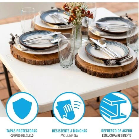 Lifetime Mesa Cuadrada Plegable Blanco 94x94x74 Cm 4 Lifetime Mesa Cuadrada Plegable Blanco 94x94x74 Cm - Imagen 4