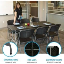 Mesa Rectangular Patas Plegables Negro Lifetime 182 X 76 X 73,5 Cm -Mano Mano Ventas 54026280 3