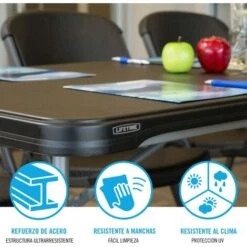 Mesa Rectangular Patas Plegables Negro Lifetime 182 X 76 X 73,5 Cm -Mano Mano Ventas 54026280 4