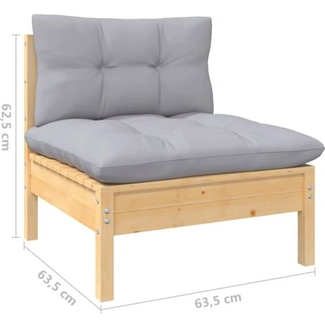 Sofá De Jardín De 2 Plazas Con Cojines Madera Maciza Pino Gris VidaXL 5 Sofá De Jardín De 2 Plazas Con Cojines Madera Maciza Pino Gris VidaXL - Imagen 5