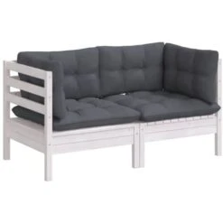Sofá De Jardín 2 Plazas Con Cojines Madera Pino Gris Antracita VidaXL -Mano Mano Ventas 54132823 4