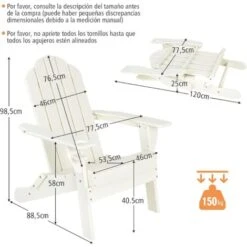 COSTWAY Silla Adirondack Plegable, Silla Para Patio Resistente A La Intemperie Con Portavaso, Silla Para Jardín Y Patio -Mano Mano Ventas 54399021 3