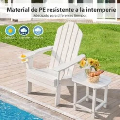 COSTWAY Silla Adirondack Plegable, Silla Para Patio Resistente A La Intemperie Con Portavaso, Silla Para Jardín Y Patio -Mano Mano Ventas 54399021 5