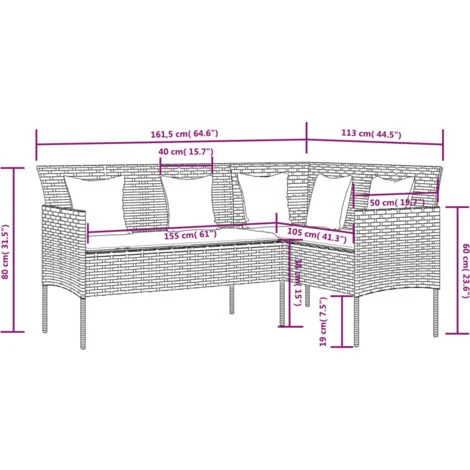 Sofá En Forma De L Con Cojines Ratán Sintético Marrón VidaXL 3 Sofá En Forma De L Con Cojines Ratán Sintético Marrón VidaXL - Imagen 3
