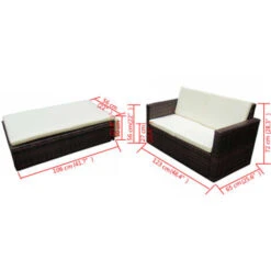 Set Muebles De Jardín 2 Piezas Y Cojines Ratán Sintético Marrón VidaXL -Mano Mano Ventas 5449735 3