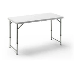 Mesa Plegable Ajustable, 120x60x58/74 Cm, Blanco
