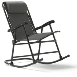 Tumbona Mecedora Con Reposacabezas Para Jardín, Color Gris