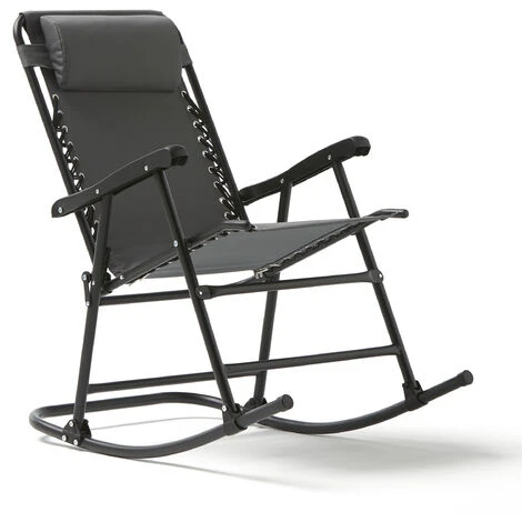 Tumbona Mecedora Con Reposacabezas Para Jardín, Color Gris 1 Tumbona Mecedora Con Reposacabezas Para Jardín, Color Gris