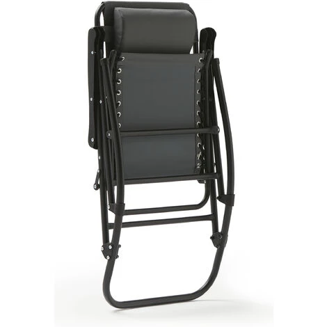 Tumbona Mecedora Con Reposacabezas Para Jardín, Color Gris 3 Tumbona Mecedora Con Reposacabezas Para Jardín, Color Gris - Imagen 3