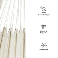 Cama Colgante, Hamaca, Beige, Con Soporte Tipo-H, Brasileño, Algodón, Capacidad: Para 2 Personas, Alto: Ajustable -Mano Mano Ventas 54716415 4