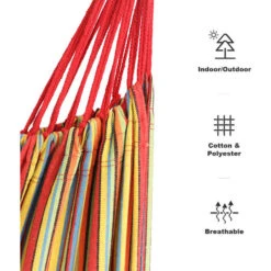 Hamaca, Cama ColganteCapacidad: Para 2 PersonasAlto: AjustableRojo, Con Soporte Tipo-H, Algodón, Brasileño -Mano Mano Ventas 54716418 4