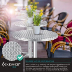 KESSER® - Mesa De Bar Plegable 2 En 1 Mesa De Bistró Tapa De Aluminio Y Acero Inoxidable Altura Regulable 70 Cm/115 Cm Mesa De Fiesta Mesa Ø 60 Cm Interior Y Exterior Boda Mesa De Recepción Mes -Mano Mano Ventas 54967937 3