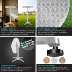 KESSER® - Mesa De Bar Plegable 2 En 1 Mesa De Bistró Tapa De Aluminio Y Acero Inoxidable Altura Regulable 70 Cm/115 Cm Mesa De Fiesta Mesa Ø 60 Cm Interior Y Exterior Boda Mesa De Recepción Mes -Mano Mano Ventas 54967937 5