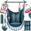KESSER® Silla Colgante Con 2 Cojines, Portabebidas Y Compartimento Para Libros, Silla Colgante Safari XXL Para Adultos Y Niños, Hamaca De Hasta 150 kg, Suspensión De Asiento Para Interior Y Exterior,