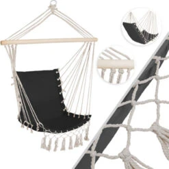 KESSER® Silla Colgante Con Acolchado 150 kg, Asiento Colgante Acolchado, Silla Colgante Tejida Transpirable, Columpio De Interior. Anthrazit (de)