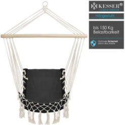 KESSER® Silla Colgante Con Acolchado 150 kg, Asiento Colgante Acolchado, Silla Colgante Tejida Transpirable, Columpio De Interior. Anthrazit (de) -Mano Mano Ventas 54969294 4