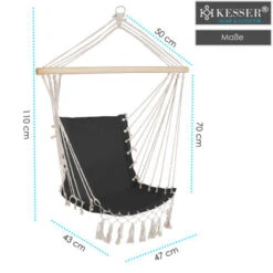 KESSER® Silla Colgante Con Acolchado 150 kg, Asiento Colgante Acolchado, Silla Colgante Tejida Transpirable, Columpio De Interior. Anthrazit (de) -Mano Mano Ventas 54969294 5