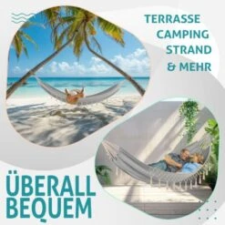 KESSER® Hamaca 300 kg Cargable, 320 x 150 cm, Máx. Capacidad De Carga De 300 kg, 1-2 Personas, Flecos Transpirables, Resistente A La Intemperie, Hamaca De Tela De Jardín, Multipersonal. Grau (de) -Mano Mano Ventas 54969296 5