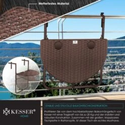 KESSER® Mesa Colgante De Balcón Plegable, Mesa De Balcón Para Colgar En El Balcón, Mesa Colgante De Altura Regulable 3 Veces, Mesa Plegable Barandilla De Balcón Resistente A La Intemperie Con 2 Plazas 7 KESSER® Mesa Colgante De Balcón Plegable, Mesa De Balcón Para Colgar En El Balcón, Mesa Colgante De Altura Regulable 3 Veces, Mesa Plegable Barandilla De Balcón Resistente A La Intemperie Con 2 Plazas -Mano Mano Ventas 54969425 3
