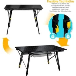 KESSER® Mesa De Camping Plegable, Mesa De Camping Con Marco De Aluminio, Tablero Enrollable, Mesa Plegable Con Ajuste De Altura Incl. Bolsa De Transporte Con Correa 90 X 53 Cm - Hasta 30 Kg TEST2 -Mano Mano Ventas 54969428 3