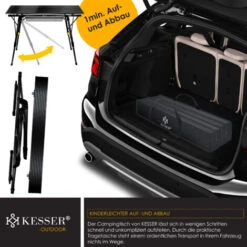 KESSER® Mesa De Camping Plegable, Mesa De Camping Con Marco De Aluminio, Tablero Enrollable, Mesa Plegable Con Ajuste De Altura Incl. Bolsa De Transporte Con Correa 90 X 53 Cm - Hasta 30 Kg TEST2 -Mano Mano Ventas 54969428 5