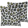 Conjunto De 2 Cojines De Poliéster Blanco Negro Patrón Animal Leopardo 45 X 45 Cm Jardín Patio Exterior Karditsa