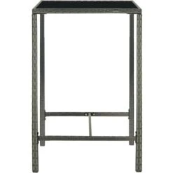 Hommoo Mesa Alta De Jardin Ratan Sintetico Y Vidrio Gris 70x70x110 Cm -Mano Mano Ventas 55351450 3