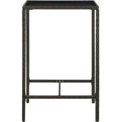 Hommoo Mesa Alta De Jardin Ratan Sintetico Y Vidrio Marron 70x70x110 Cm -Mano Mano Ventas 55351451 3