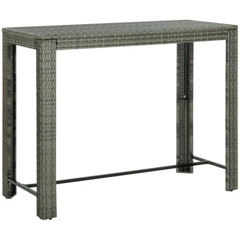 Hommoo Mesa Alta De Jardin Ratan Sintetico Gris 140,5x60,5x110,5 Cm 1 Hommoo Mesa Alta De Jardin Ratan Sintetico Gris 140,5x60,5x110,5 Cm