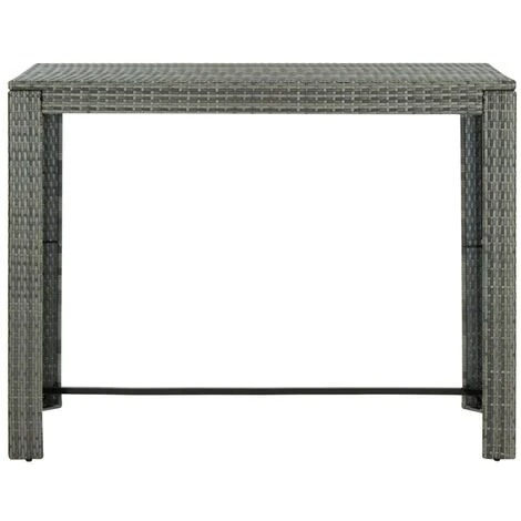 Hommoo Mesa Alta De Jardin Ratan Sintetico Gris 140,5x60,5x110,5 Cm 2 Hommoo Mesa Alta De Jardin Ratan Sintetico Gris 140,5x60,5x110,5 Cm - Imagen 2