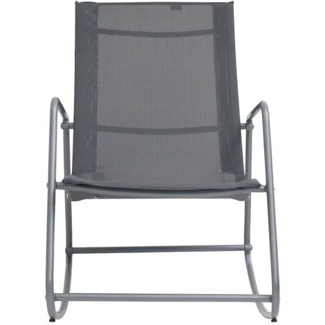 Hommoo Balancin Mecedora De Jardin Textilene Gris 95x54x85 Cm 2 Hommoo Balancin Mecedora De Jardin Textilene Gris 95x54x85 Cm - Imagen 2