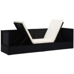 Hommoo Tumbona Sofa De Jardin Con Cojines Ratan Sintetico Negro -Mano Mano Ventas 55352236 4