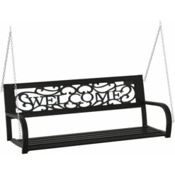 Banco Balancín De Jardín 125 Cm Acero Y Plástico Negro VidaXL