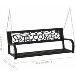 Banco Balancín De Jardín 125 Cm Acero Y Plástico Negro VidaXL -Mano Mano Ventas 55406134 3