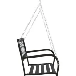 Banco Balancín De Jardín 125 Cm Acero Y Plástico Negro VidaXL -Mano Mano Ventas 55406134 5