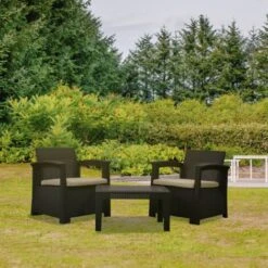 Conjunto De Jardín Chillvert Perugia Resina 2 Sofás + 1 Mesa Marrón -Mano Mano Ventas 55562804 3