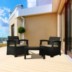 Conjunto De Jardín Chillvert Perugia Resina 2 Sofás + 1 Mesa Marrón -Mano Mano Ventas 55562804 4