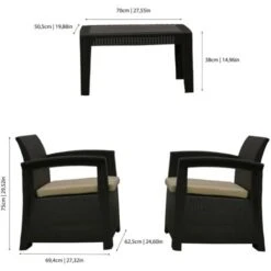 Conjunto De Jardín Chillvert Perugia Resina 2 Sofás + 1 Mesa Marrón -Mano Mano Ventas 55562804 5