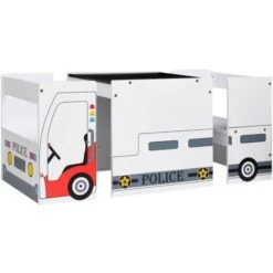 Mesa Y Silla Infantil 3 Pzas Diseño Coche De Policía MDF VidaXL