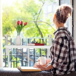 Relaxdays Mesa Balcón Plegable, Mesita Auxiliar Para Colgar De Barandilla, Altura Regulable, 55x70x65 Cm, Madera, Blanca -Mano Mano Ventas 56154140 5