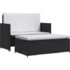 Set Muebles De Jardín 2 Piezas Y Cojines Ratán Sintético Negro VidaXL