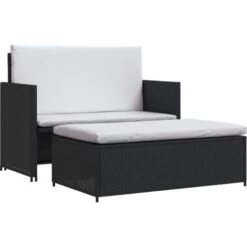 Set Muebles De Jardín 2 Piezas Y Cojines Ratán Sintético Negro VidaXL