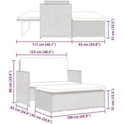 Set Muebles De Jardín 2 Piezas Y Cojines Ratán Sintético Negro VidaXL -Mano Mano Ventas 5622564 3