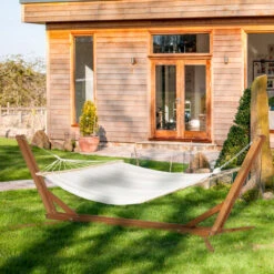 OUTSUNNY Soporte Para Hamaca De Madera Plegable Ajustable De 3 Niveles Estructura Para Hamaca 217-380 Cm De Longitud Carga Máx. 150 Kg 388x120x89 Cm -Mano Mano Ventas 56398209 3