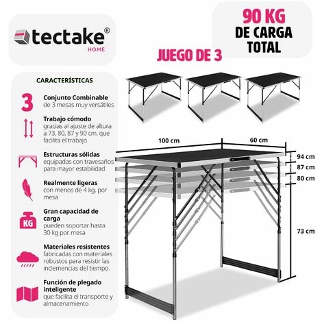 Mesa De Trabajo De Aluminio 3 Piezas - Set De Mesas Plegables Para Taller, Mesa Multiusos Portátil Para Trabajar, Mesa Con Estructura Estable Para Tapizar 2 Mesa De Trabajo De Aluminio 3 Piezas - Set De Mesas Plegables Para Taller, Mesa Multiusos Portátil Para Trabajar, Mesa Con Estructura Estable Para Tapizar - Imagen 2